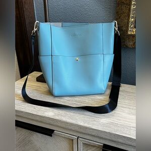 Bostanten Lotty Genuine Leather Sky Blue Crossbody Bag